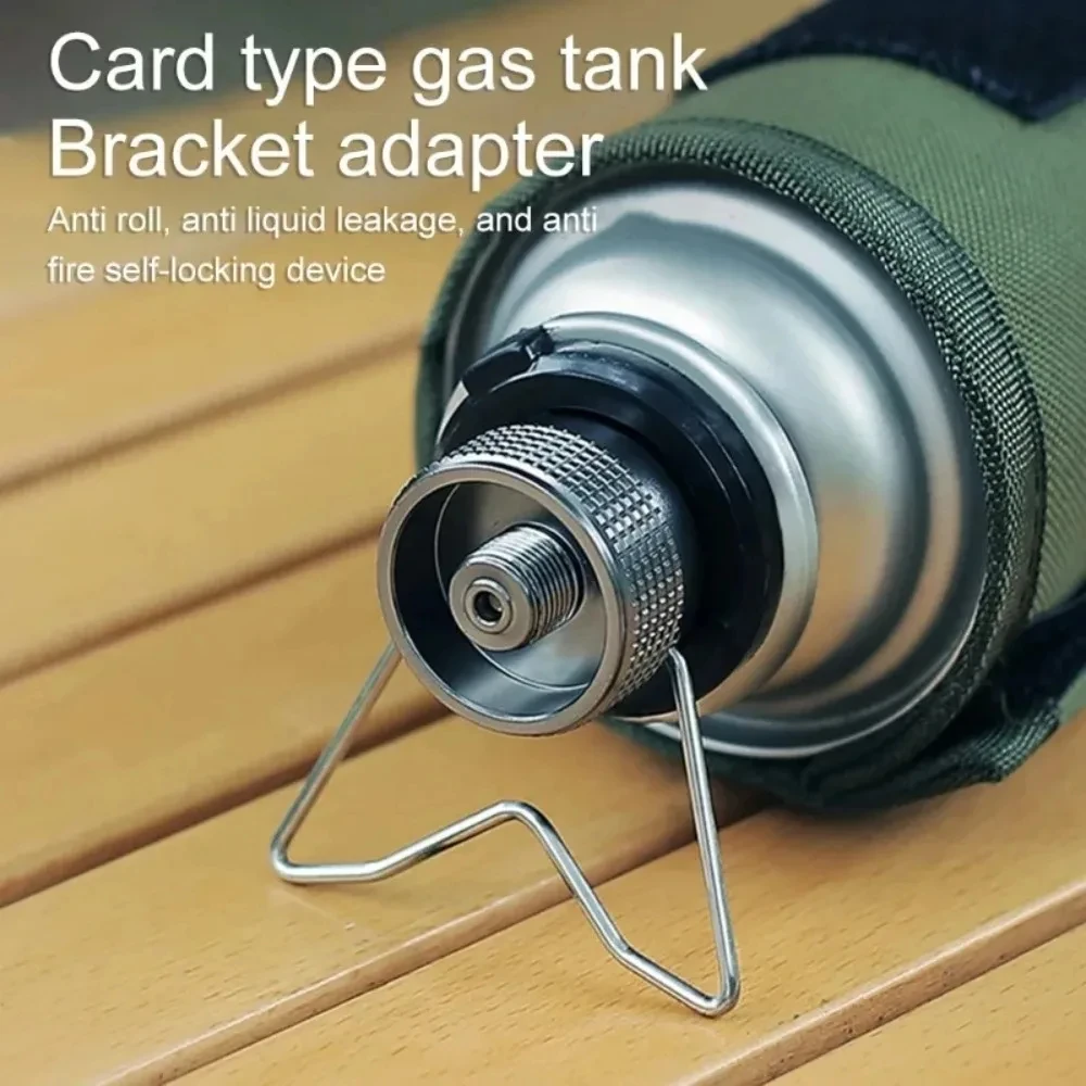 Adaptateur de butane avec support pour cuisinière de camping, raccord de conversion de gaz butane extérieur, adaptateur de bouteille avec valve à vis et buse de sortie