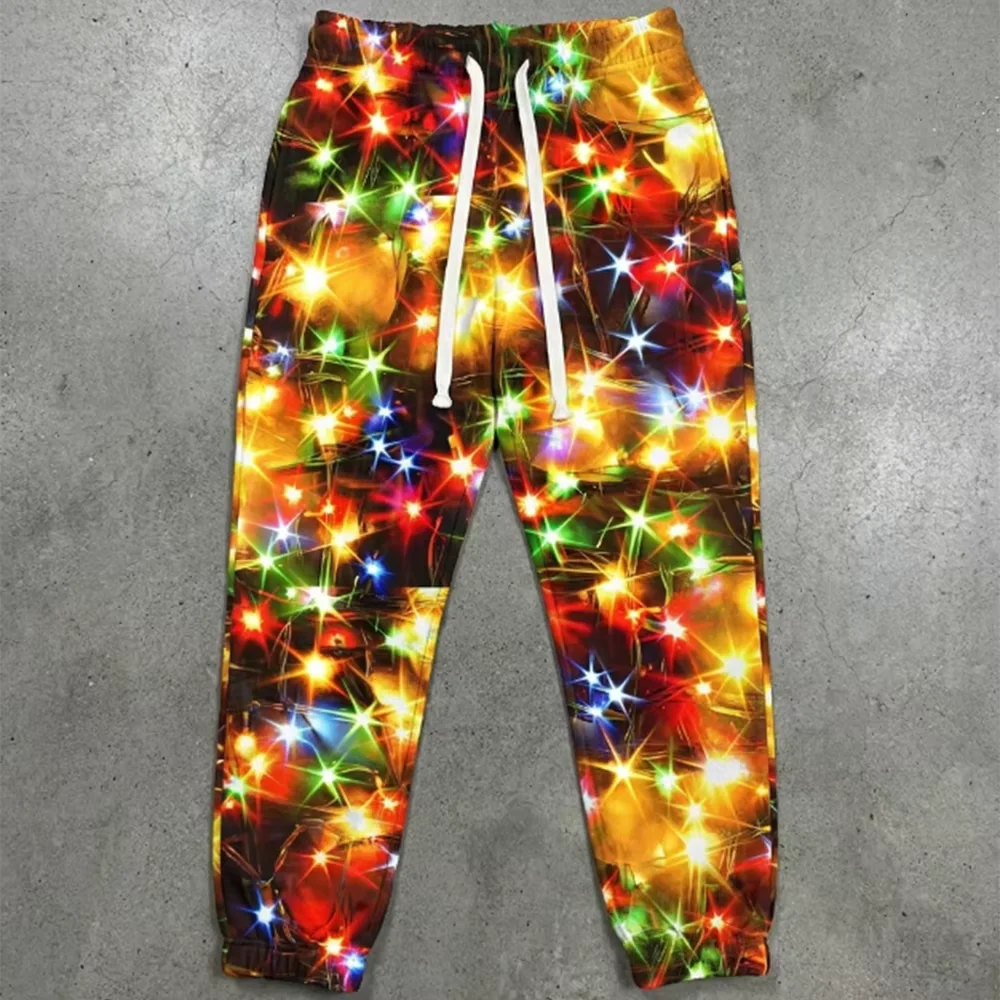 Neue lustige Unisex-Hose mit ausgeschnittenem Gesäß und Weihnachtslicht-Print, originelle Hose für Weihnachtsfeiern, Feiertage und Freizeitkleidung – Detail 6