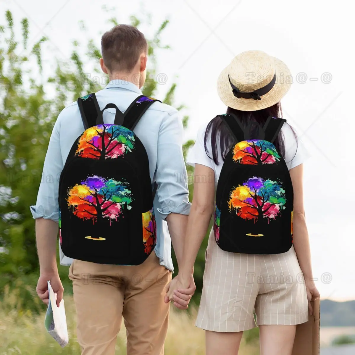 Colorful Artist Tree Butterfly Student Backpack School Bag Hiking Travel Daypack for Boys Girls Bookbag Shoulder Bags