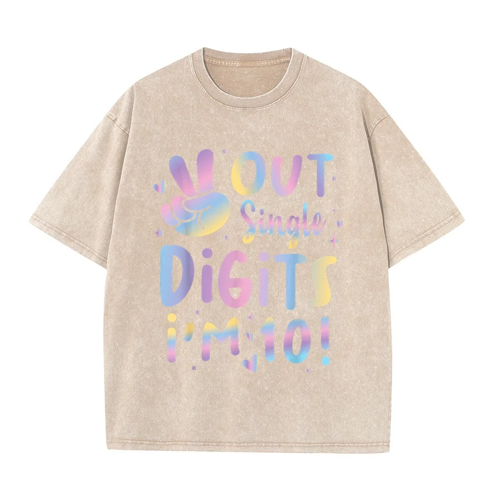 Peace Out Single Digits I'm 10 Birthday Girl 10th Years Old T-Shirt 한국인 Black Printed T Shirt Men Tee Summer Top Graphic Funny