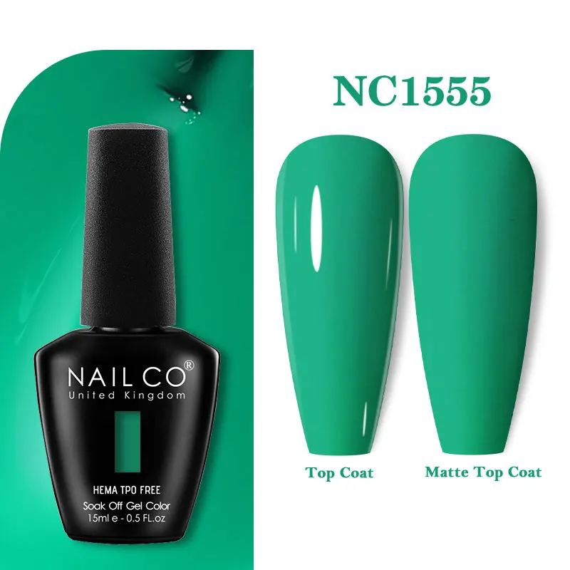 Nailco 15ml série verde cor escura gel unha polonês híbrido duradouro para base fosco casaco superior manicure embeber fora uv led arte do prego gel