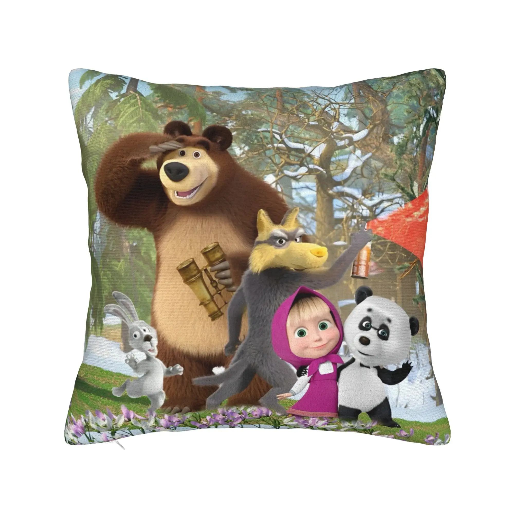 Cute Cartoon M-Masha and Bear  Pillowcase Printing Polyester Cushion Cover Gift  Pillow Case Cover Home Wholesale 45*45cm