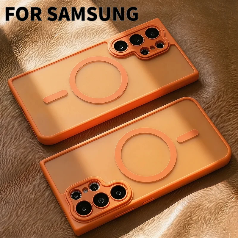 Luxur Matte Translucent Shockproof Magnetic Case for Samsung Galaxy S26 S25 S23 Ultra S24 FE A56 A36 A17 for Magsafe Back Cover