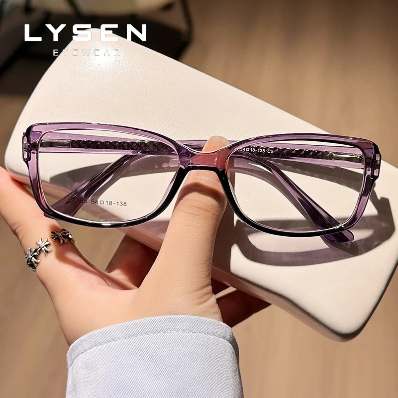LYSEN Rectangular Women Reading Glasses Anti Blue Light Myopia Optical Eyewear Anti Reflection Prescription Progressive Glasses