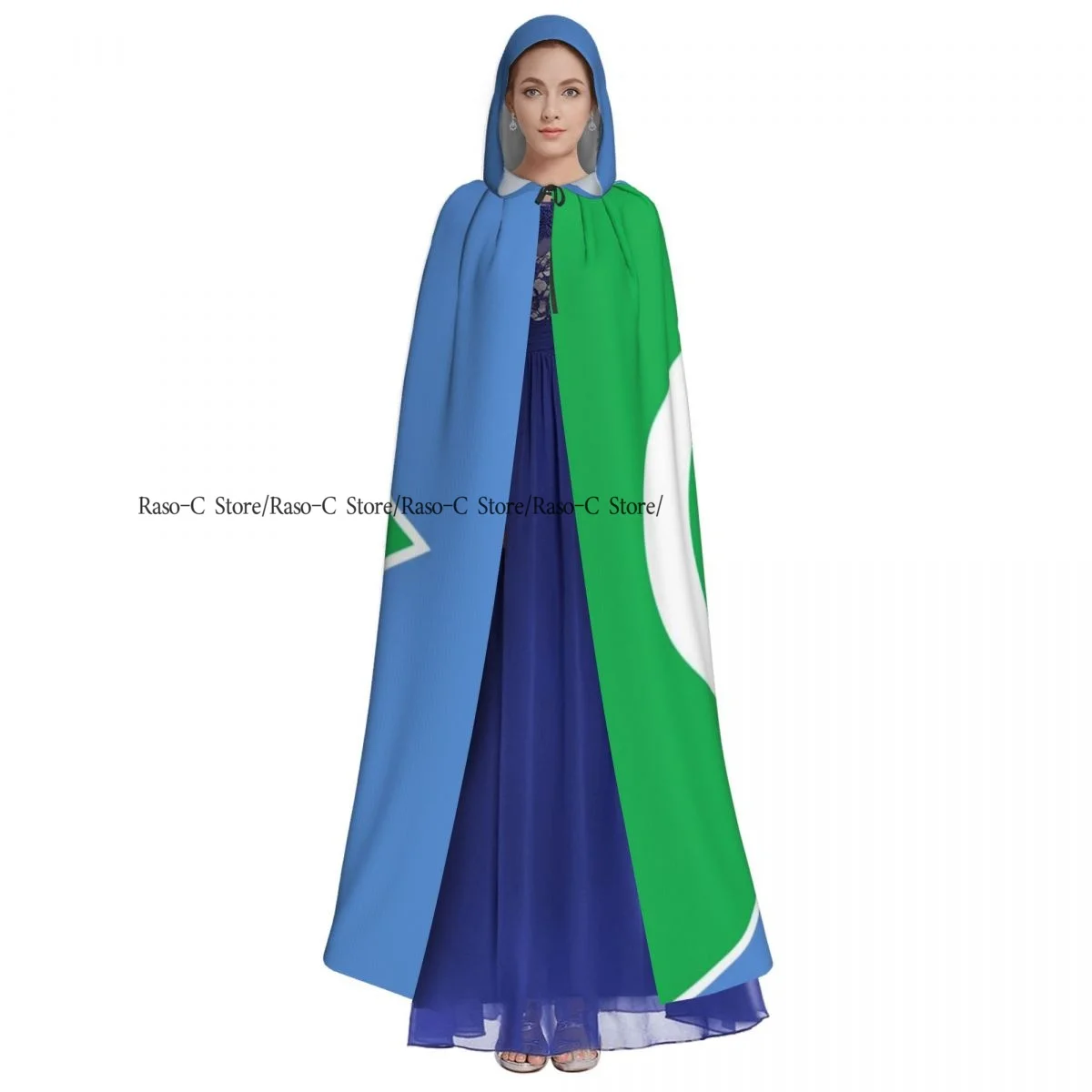 Unisex Witch Party Reversible Hooded Adult Vampires Cape Cloak Maroc Flag