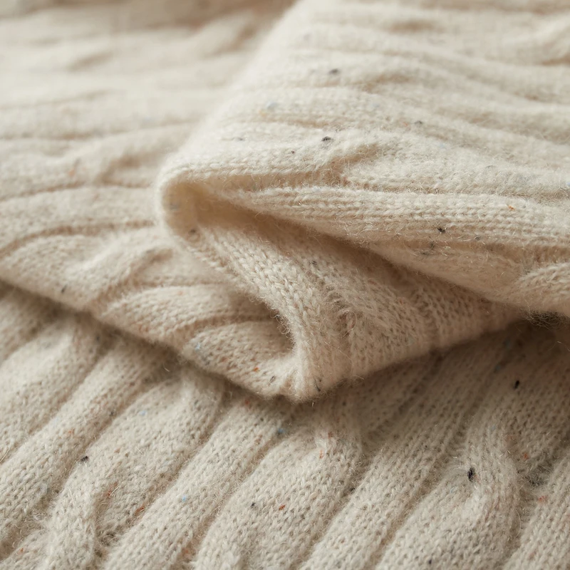 MVLYFLRT Men's 100% Merino Wool Sweater round Neck Pullover Long Sleeve Autumn Winter Fried Dough Twist Knitwear 2094160