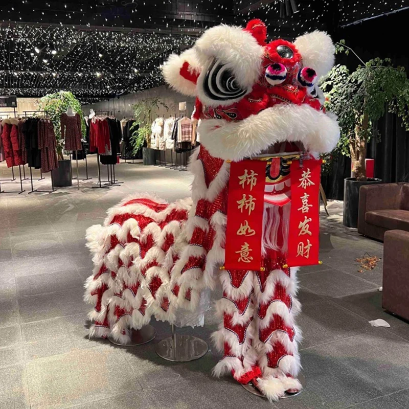 High Quality Traditional Chinese Lion Dance Color Art New Year Adult Dragon Wool Performance Authentic Lion Mascot Costume