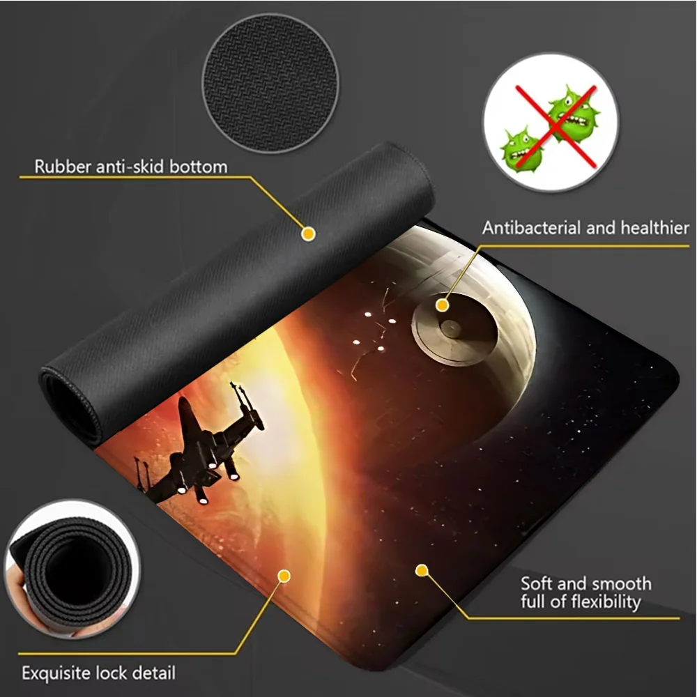 Spacecraft Pattern Mouse Pad Large Gaming Desk Pad With Stitched Edge Non-Slip XL Mousepad Rubber Base Desk Pad for Office