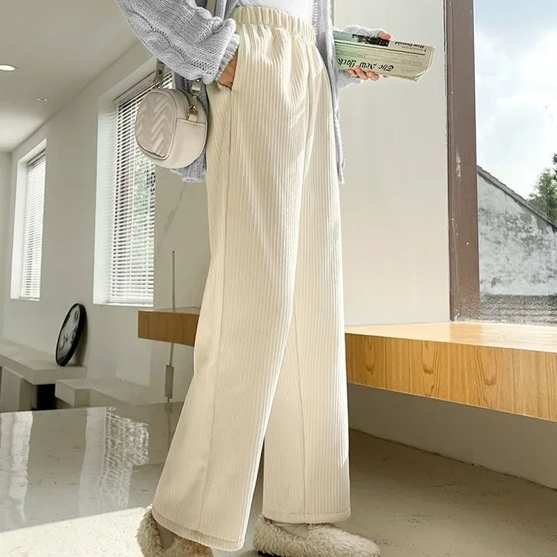 

Брюки женские повседневные мешковатые широкие брюки уютные длинные брюки однотонные новейшие универсальные с эластичной резинкой на талии для отдыха колледжа классические брюки