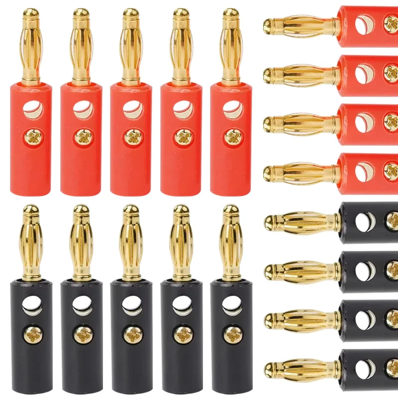 

4mm Banana Plugs Gold Plating Screw Banana Connector Audio Speaker Wire Cable