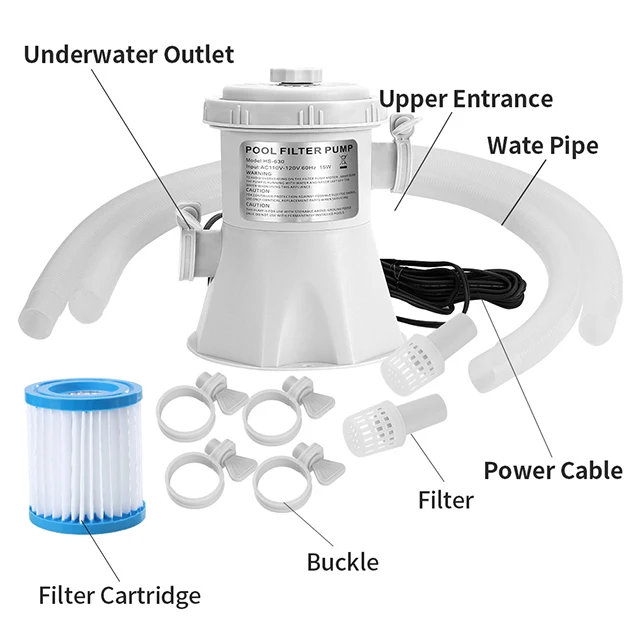 Clear Cartridge Filter Pump 300gal For Above Ground Pools