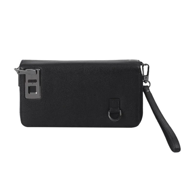 Portable Fingerprint Lock Man Wallet Anti-theft Genuine Leather Clutch Bags Hand Fingerprint Bags Handbag for Man