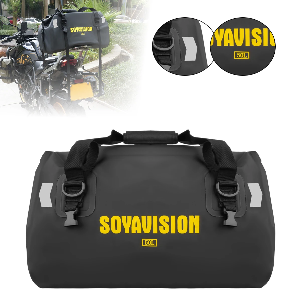 

SOYAVISION LOGO 20L 50L 60L 70L 80L Сумка для мотоцикла Дорожная уличная сухая сумка для багажа Боковая сумка Мотоциклетная сумка на заднее сиденье Водонепроницаемая