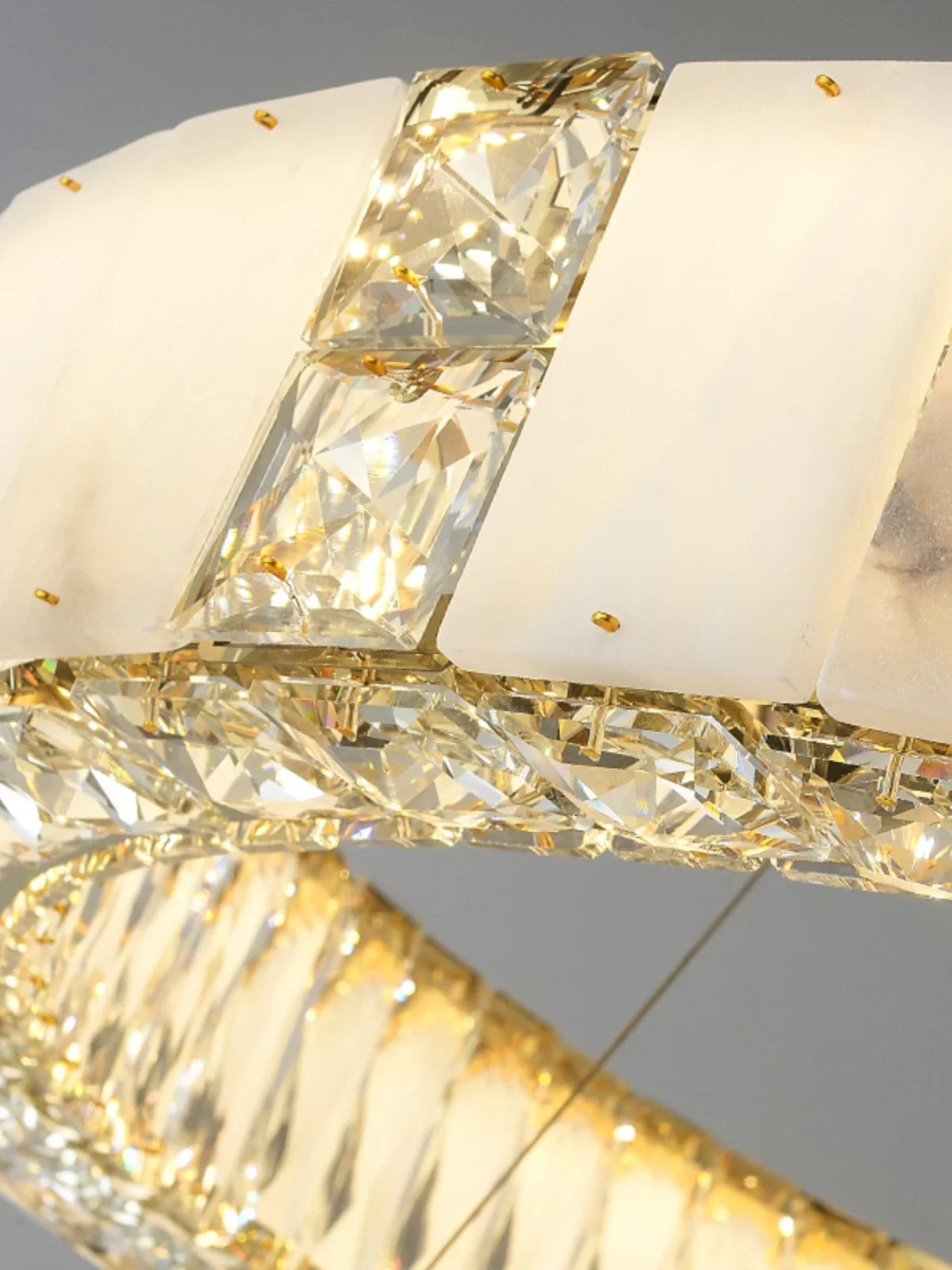 Modern Creative Crystal Mixed Natural Marble Chandelier Led Lighting Luxury Living Room Decoration Lamps For Ceiling