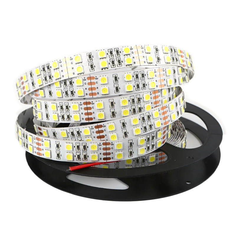 5M 600LEDs podwójny rząd elastyczna taśma LED na RGB SMD 5050 lampa DC 12V IP67 wodoodporna biała FPCB wyróżnij biały ciepły kolor światła Bar