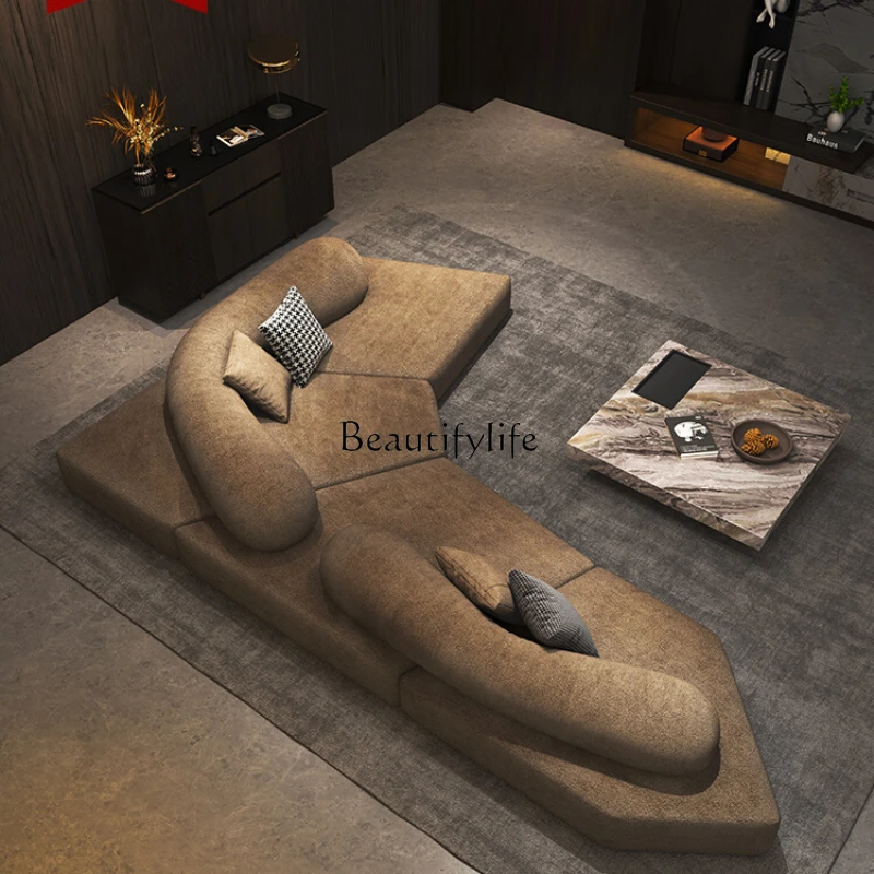 Rock Sofa Italian Minimalist Module Fabric Villa Living Room Light Luxury Double-Sided Shaped Sofa