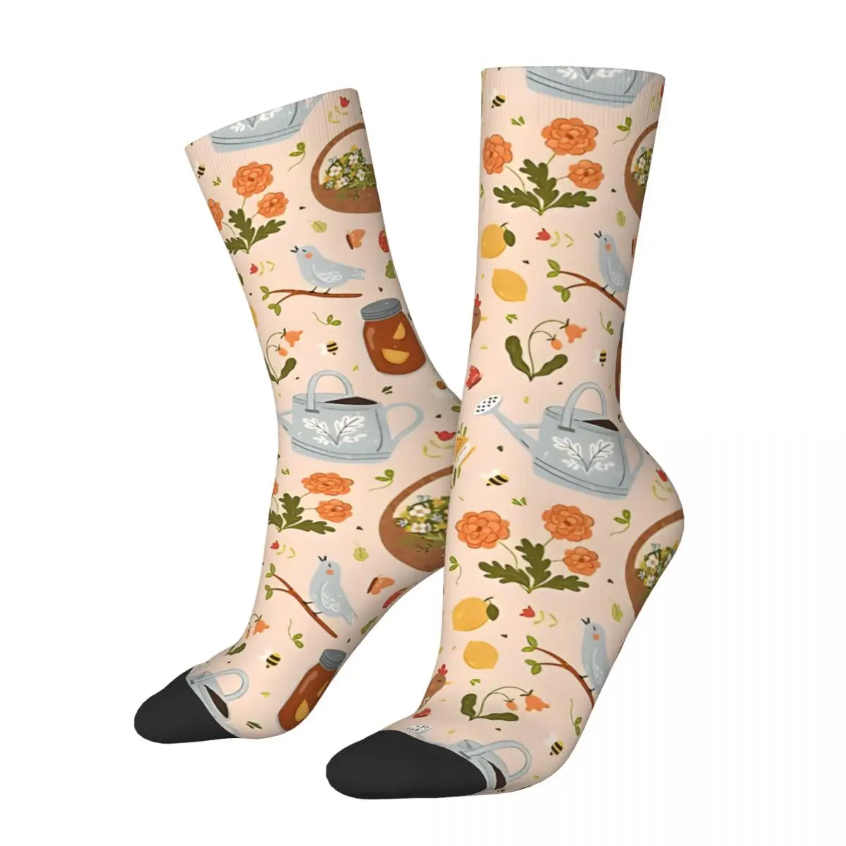 Vintage Peaceful Summertime Men's compression Socks Unisex Harajuku Seamless Printed Novelty Crew Sock