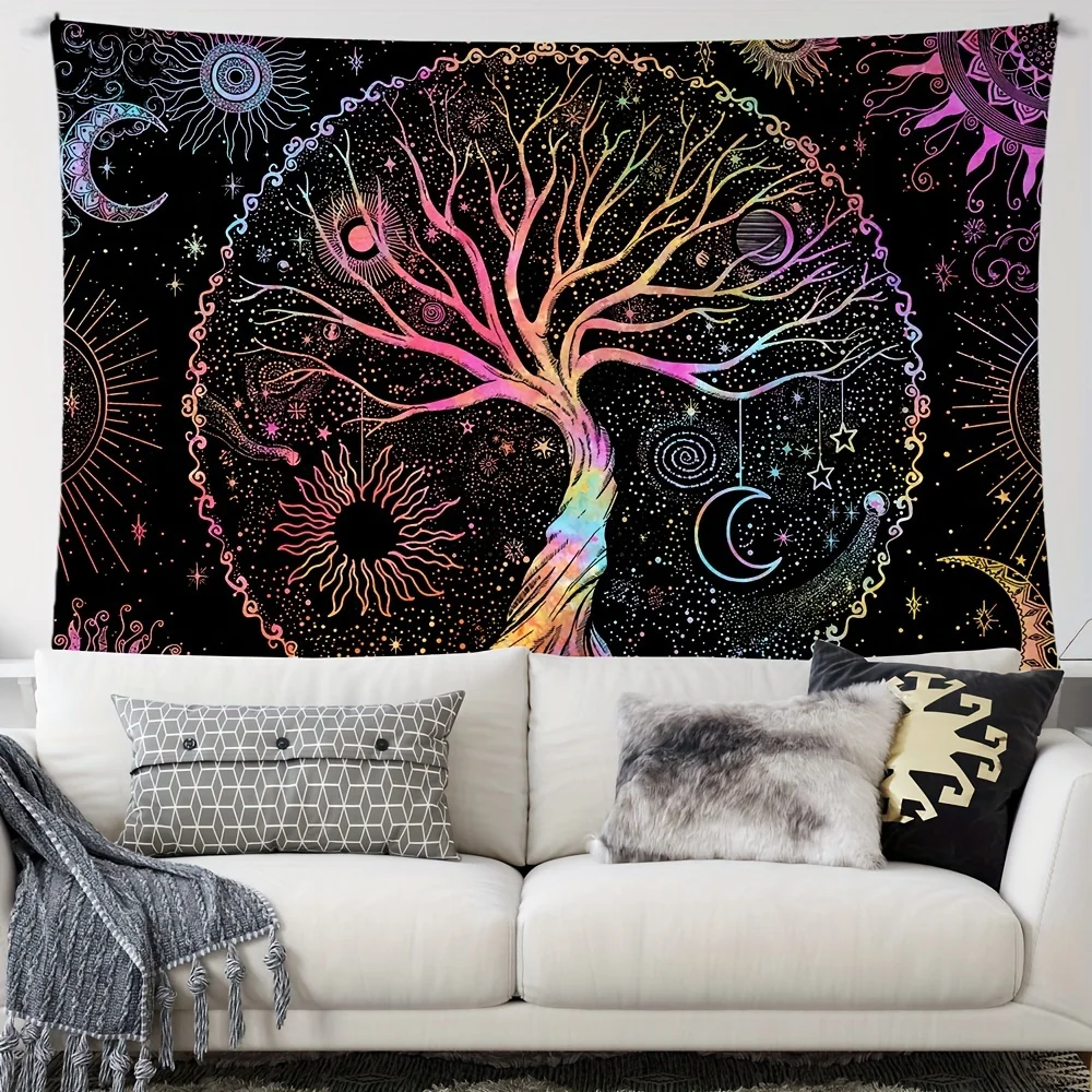 Árbol  la Vida Misterioso y Colorido para Sala  Estar, Dormitorio o Fiestas - Sin Necesidad  Kit  Instalación - Regalo I