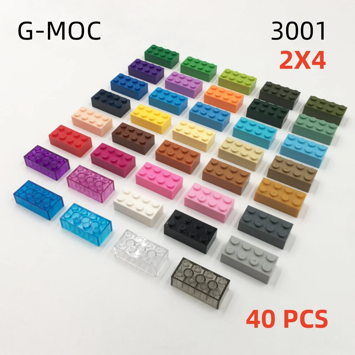 

G-MOC 40Pcs/lot Buildings Blocks 3001 Brick 2 x 4 Compatible Particle Assembles DIY Educational Kids Toys