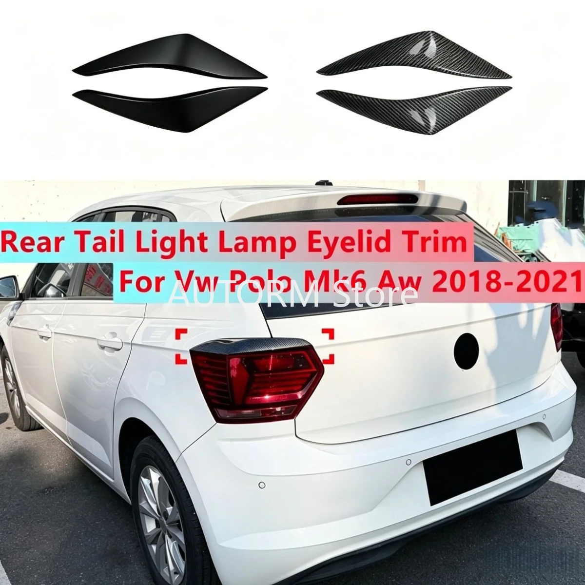 

For Vw Polo Mk6 Aw 2018-2021 Car Tail Lights Sticker Headlight Brake Light Stickers Trim Body Modification Kit Black/Carbon