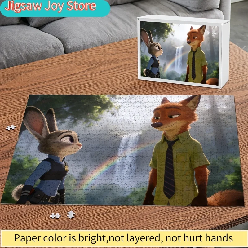 Puzzle da 1000 pezzi Disney Zootopia Judy Hopps e Nick Wilde con poster |   Rompicapo ad alta difficoltà, per adulti, regalo di compleanno, creativo