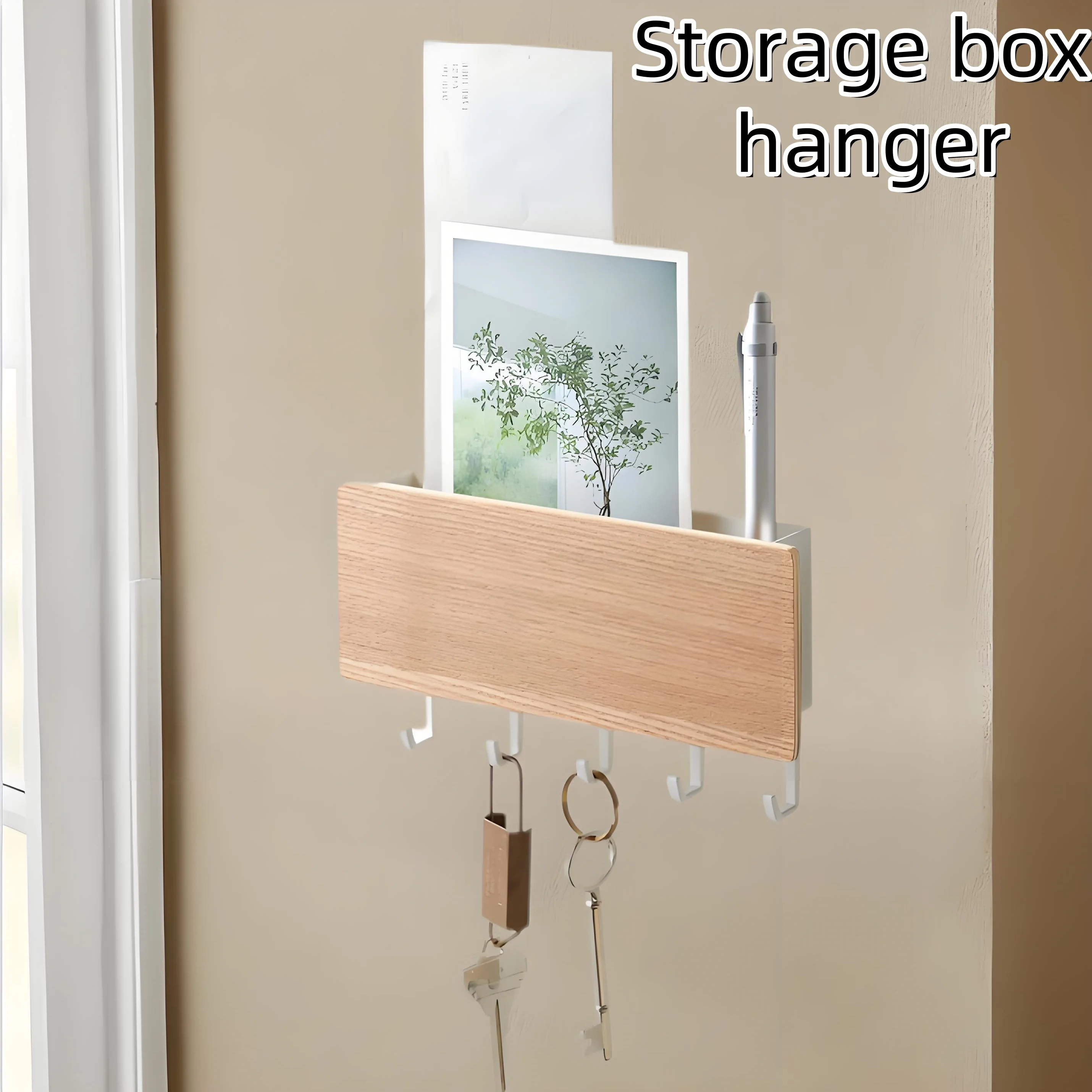 Organizador de llaveros de montaje en pared rústico | Estante de madera con ganchos para almacenamiento en la entrada | Estante para correo y artículos diversos con decoración de granja