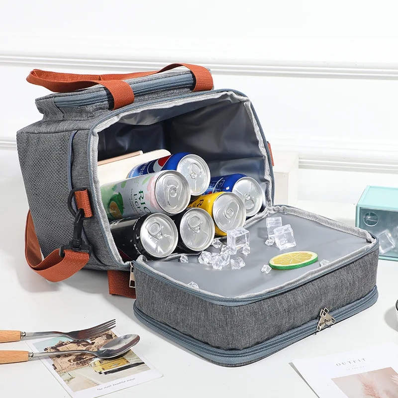 Single shoulder thick insulated lunch bag, insulated bag, large capacity business lunch bag