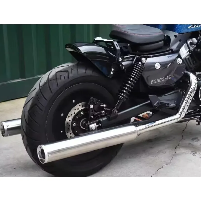【Precise Fit】Motorcycle Complete Dual Outlet Exhaust System Fit BENDA ROCK 250, Deep Throaty Horse‑Hoof Note Modified Parts