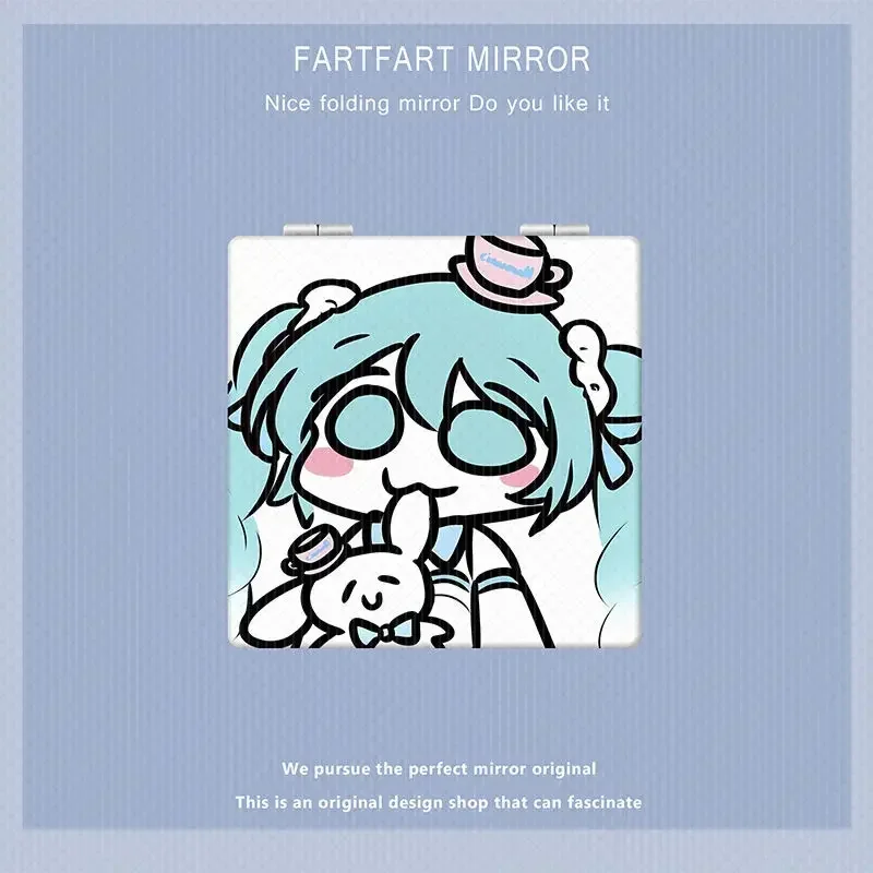 Kawaii Hatsune Miku Anime Cartoon Handheld Makeup Mirrors Round Vanity Mirror with Handle Hand Compact Mirro Cosmetic Mirror New