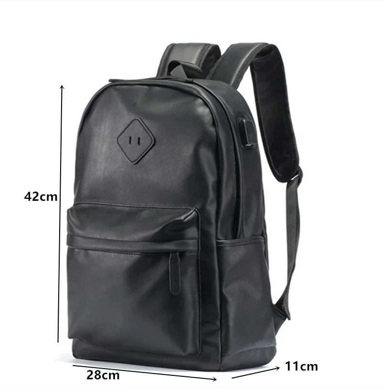 New Fashion Backpack Men Women Soft PU Leather Backpacks for Men Women High Capacity Laptop Back Bag Unisex Travel Backpack Male