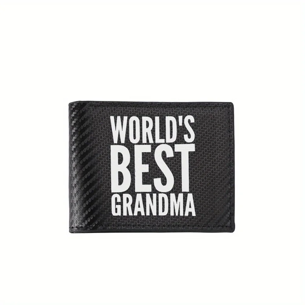 World's Best Grandma text white black Men's Wallets Simple Business Modern Stylish Printing Design Gifts For Father Boyfriend Ch