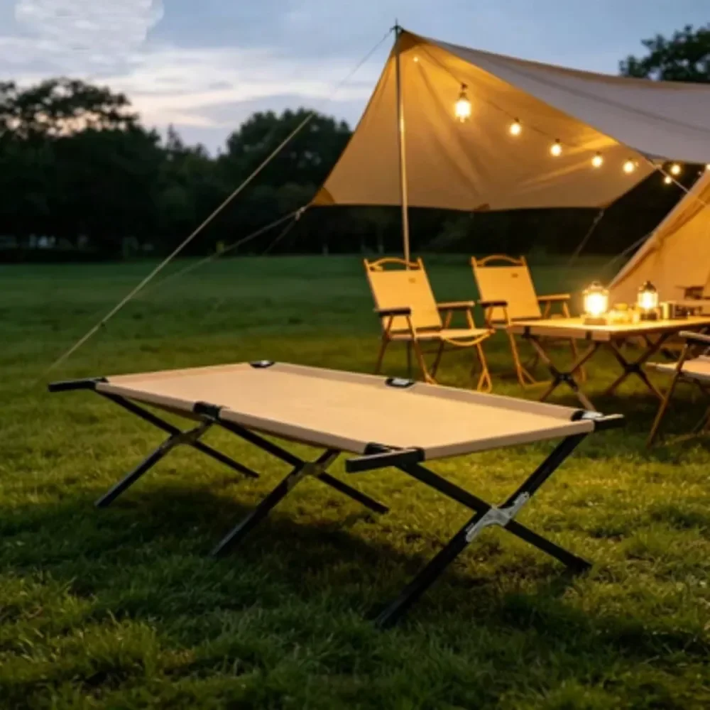 

Foldable Camping Bed For Adults, Ultra Wide Heavy Duty Sleeping Cot, Quick Setup Easy Carry Outdoor Bed With Carry Bag For Camp