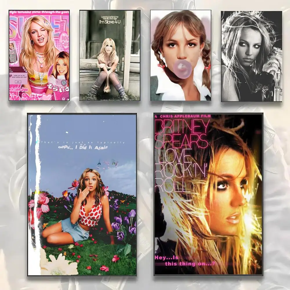 Britney Spears Popular Singer Poster Self-adhesive Advanced Aesthetic Printing Paper Wall Art for Living Room Home Decor