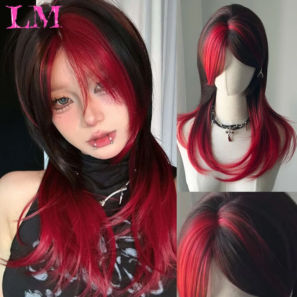 

LM Ashely Black Wig Женская повязка на голову Волнистая розовая сетка для волос Модели с французской челкой Высококачественный синтетический парик с имитацией волос