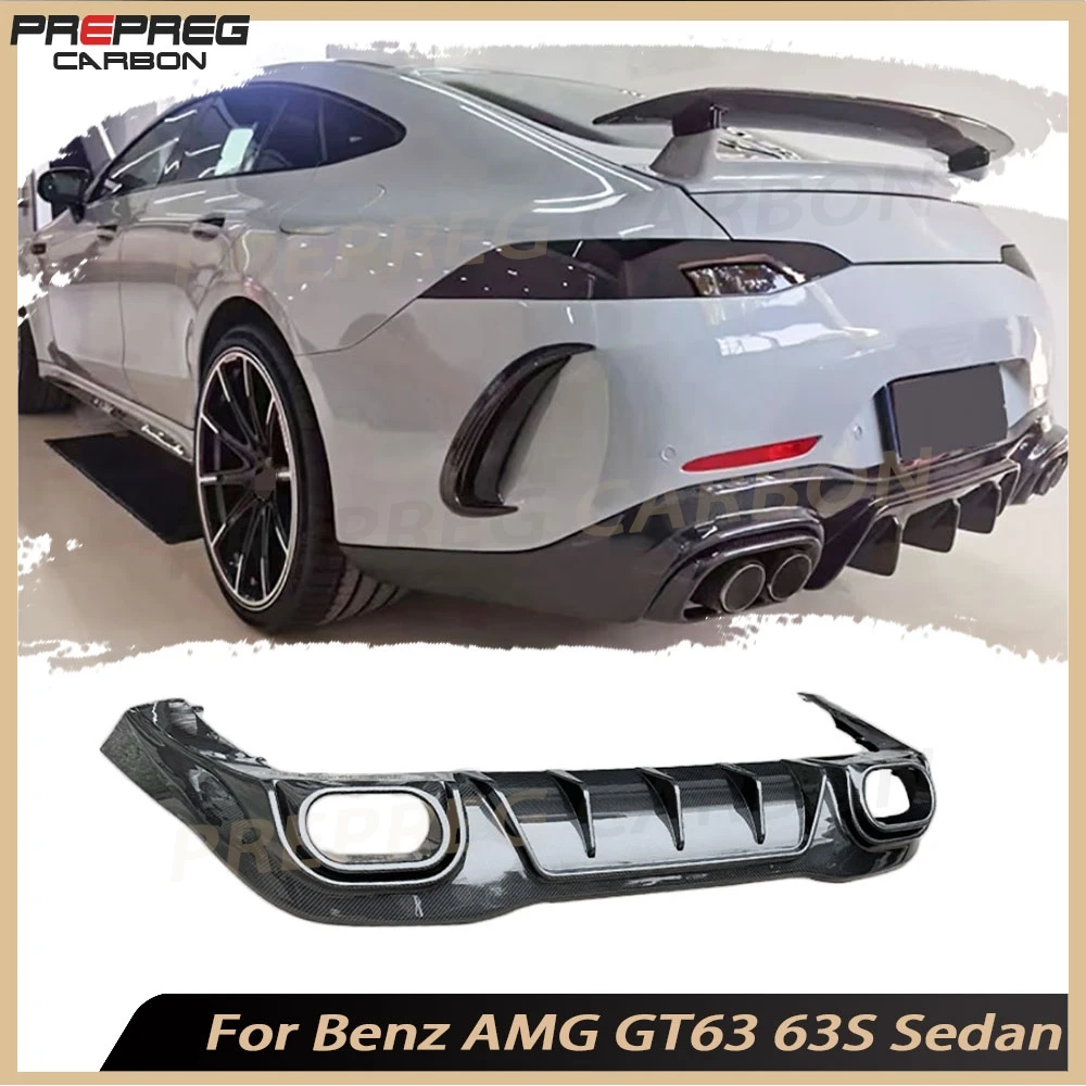 

Prepreg Dry Carbon Rear Diffuser Bumper Chin Splitters For Benz AMG GT63 63S Sedan 2019-2023 Accessories Rear Lip Spoiler
