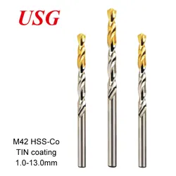 USG codolo dritto completamente abrasivo M42 Twist Drill Bit s set HSS-Co 8% Kit di punte da trapano in cobalto per trapani in metallo in acciaio inossidabile