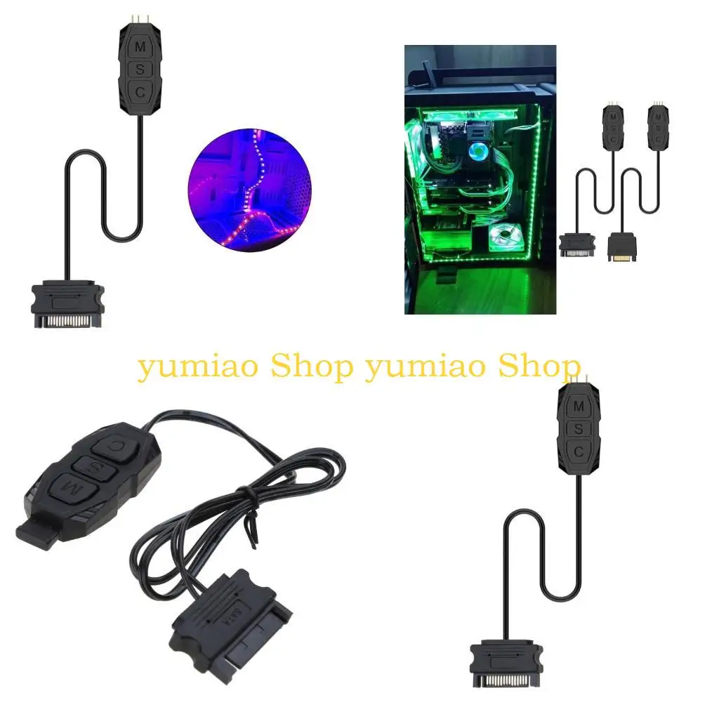 

587B PWM Fan Temperature Control Computer ARGB Light Adapter 5V 3pin ARGB / 12V 4pin RGB Motherboard Fan Speed Controller