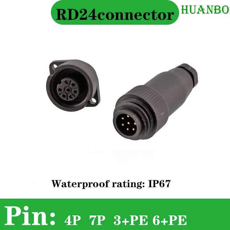 

RD24 Connector 4-core 7-core 3+PE 6+PE Plug Socket Welding Wire Screw Socket Waterproof And Heavy-duty J10 Germany Binder S693