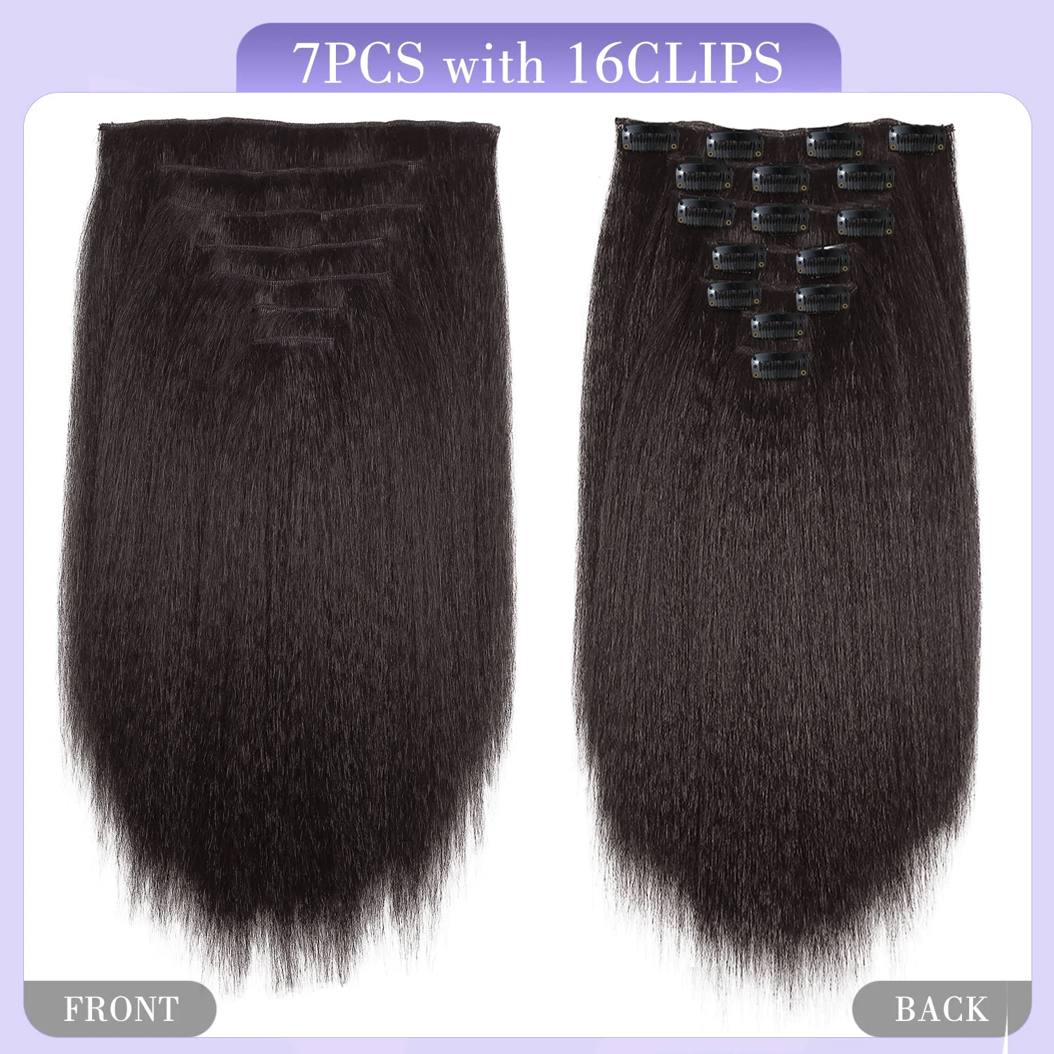 7 шт., 12/16/20/22/24/26 дюймов, странные прямые синтетические волосы для наращивания, странные прямые заколки для наращивания волос, полная голова, Yaki S