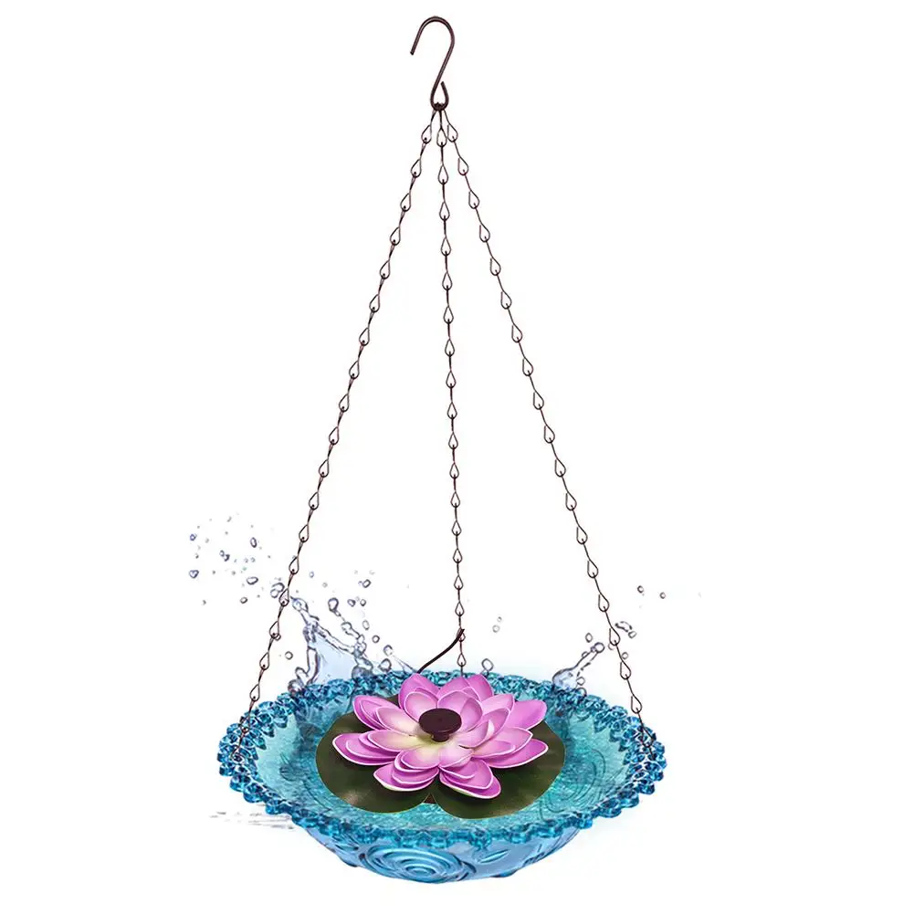 Garden Decoration Pink Hanging Bird Bath Outdoor Wildlife Attraction Robust Hanging Chains Sturdy ABS Material