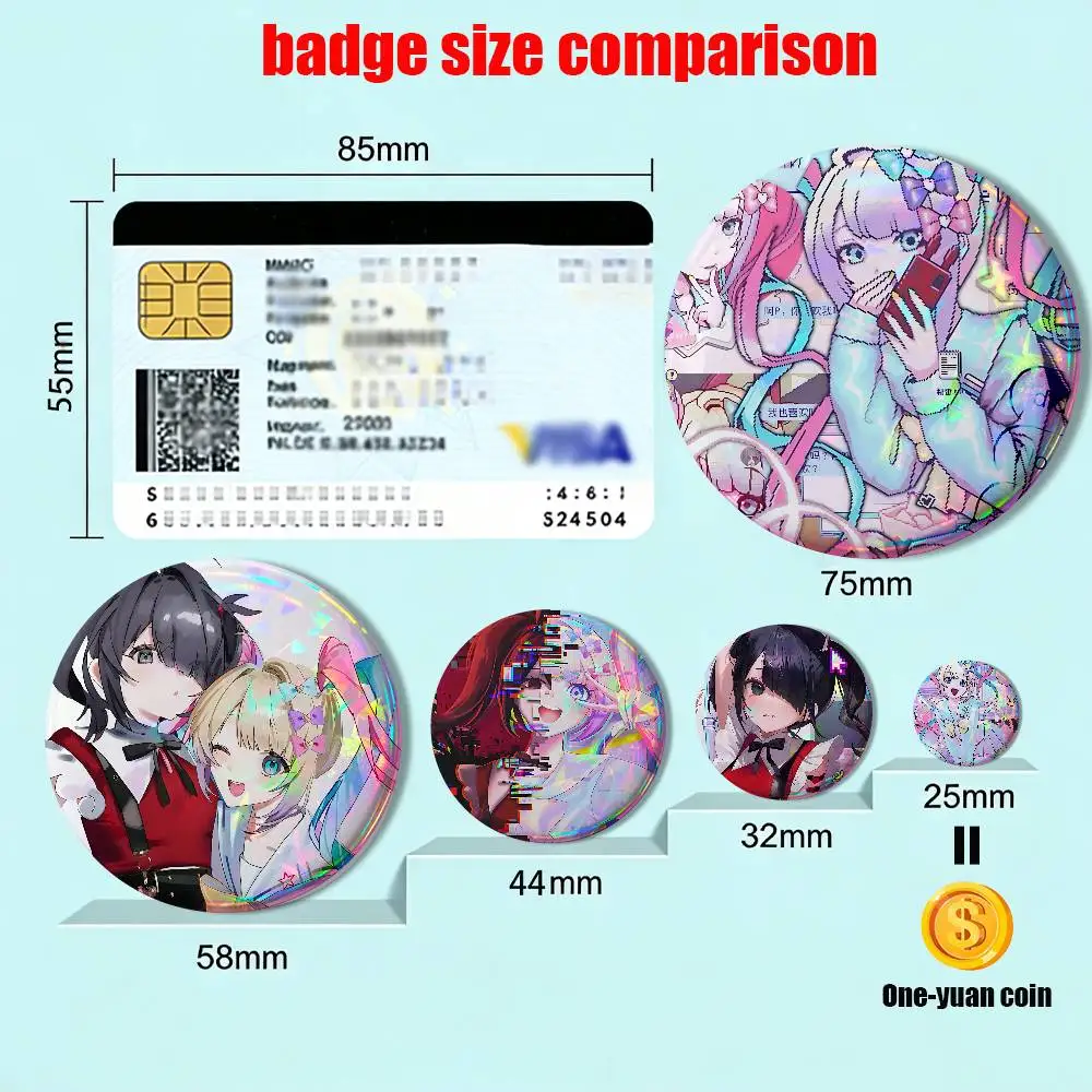 Mental breakdown KAngel NSO Ame chan 58mm 44mm Round Pins Creativity Printed Pictures Text Metal Lapel Badges Brooches Jewelry