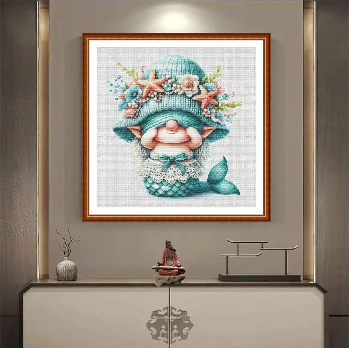 [ZZ5142- Peekaboo Dwarf crossstitch kit11CT] 11CT 14CT 16CT DIY Stamped Cross Stitch Kit with Printed Canvas and Cotton, Needles