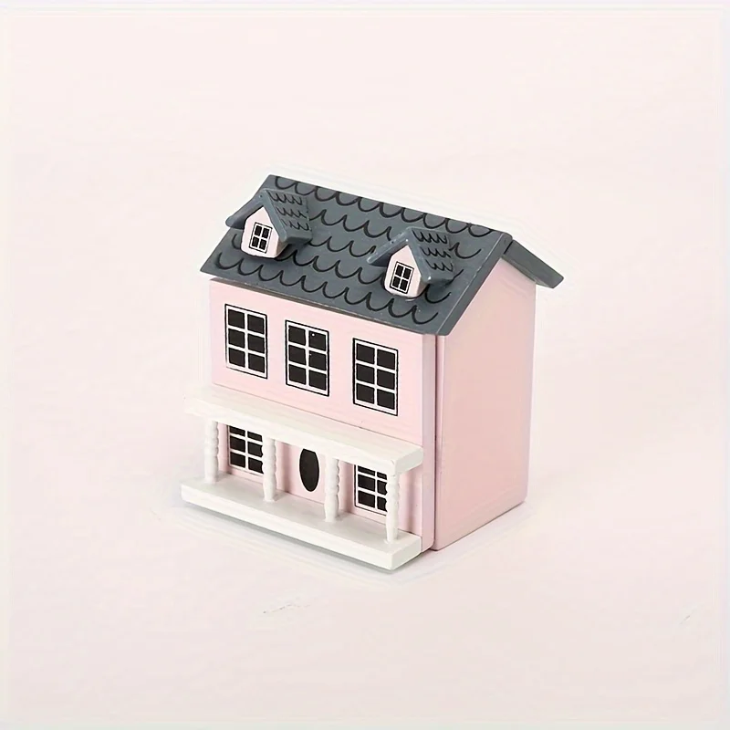 Mini meubles rose bleu mur gris haut mignon poche Villa petite maison Mini ensemble de meubles parfa
