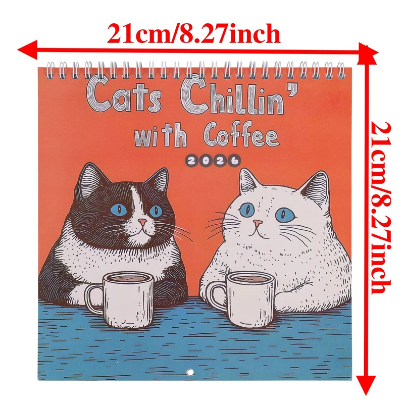 

Коллекция забавных художественных календарей с изображением кота на 2026 года, настенный креативный декоративный календарь с несколькими узорами, 12 месяцев для офисного обучения