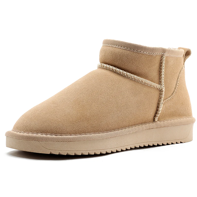 Women's Waterproof Snow Boots Cow Leather Faux Fur Lined Anti-Slip Outdoor Ankle Booties Warm Memory Foam Comfort Winter Shoes