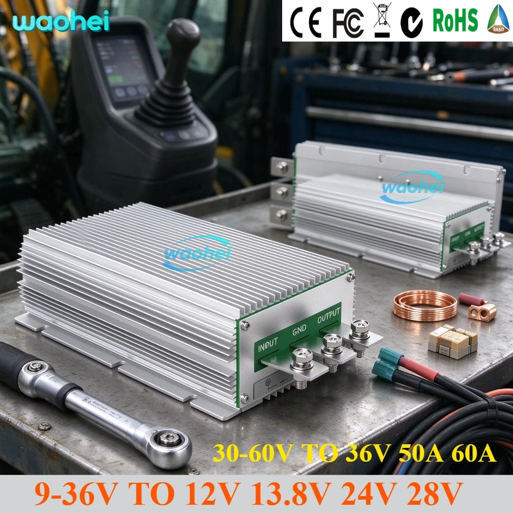 9-36V To 12V13.8V24V28V 50A-100A Wide Voltage Input Voltage Regulator Buck 30-60V To 36V50A 60ADC DC Power Converter Transformer