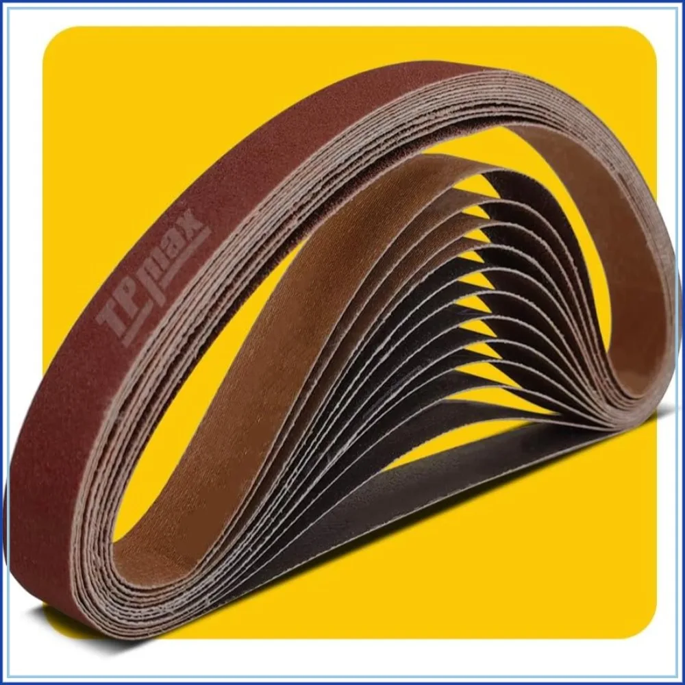 12 Pcs 1x42 Inch Sanding Belts, 80/120/150 Grit, Aluminum Oxide for Wood & Metal