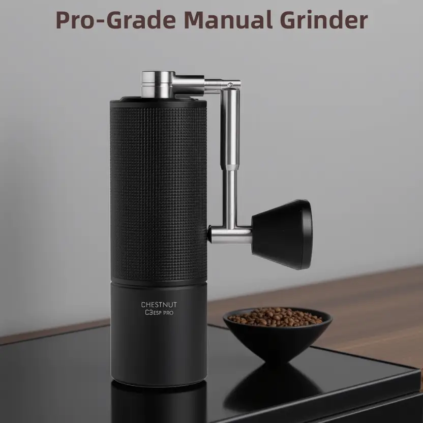 TIMEMORE PRO 수동 커피 TIMEMORE Store Chestnut C3ESP PRO 수동 커피 그라인더 용량 25g 손으로 조절 가능한 스틸 코어 버 청소 브러시 ​​보내기