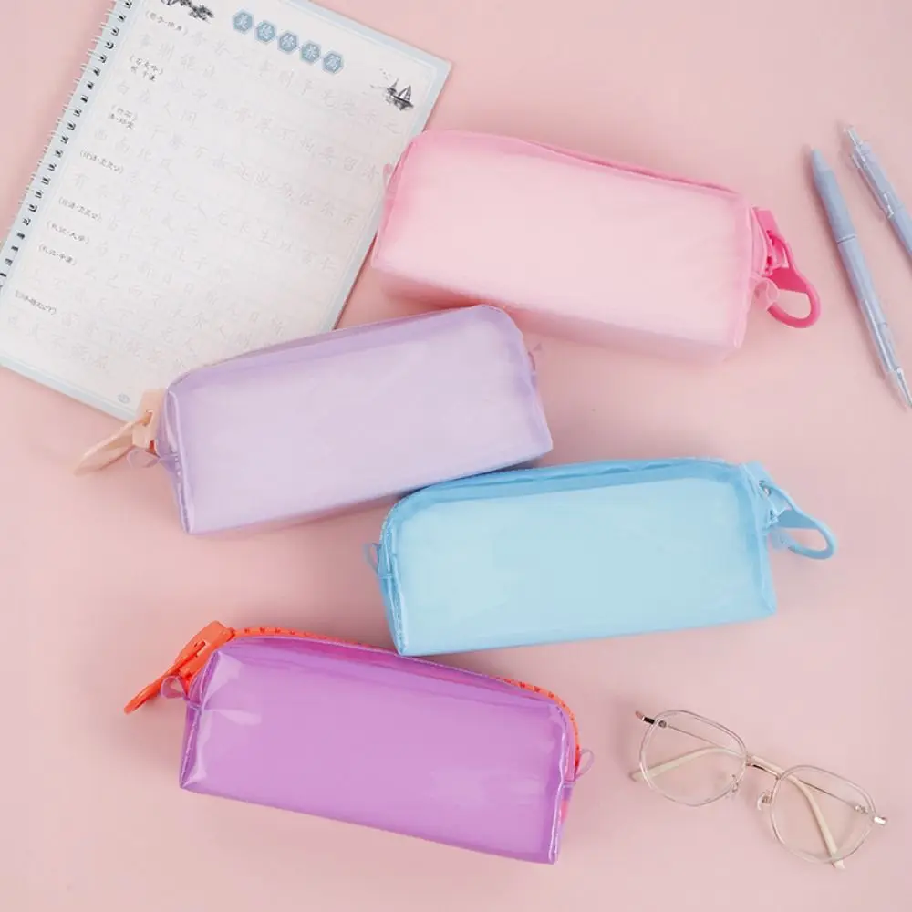 Large Capacity Zipper Transparent Pencil Case Stationery Box High Appearance Large Capacity Pencil Bag Desktop Storage Ins Style