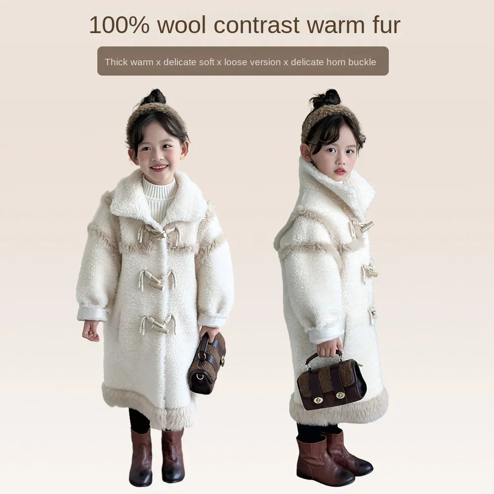 

3-15Y Children's fur coat 24 winter new girls' fur one thick coat full wool coat for children and babies 110-160cm